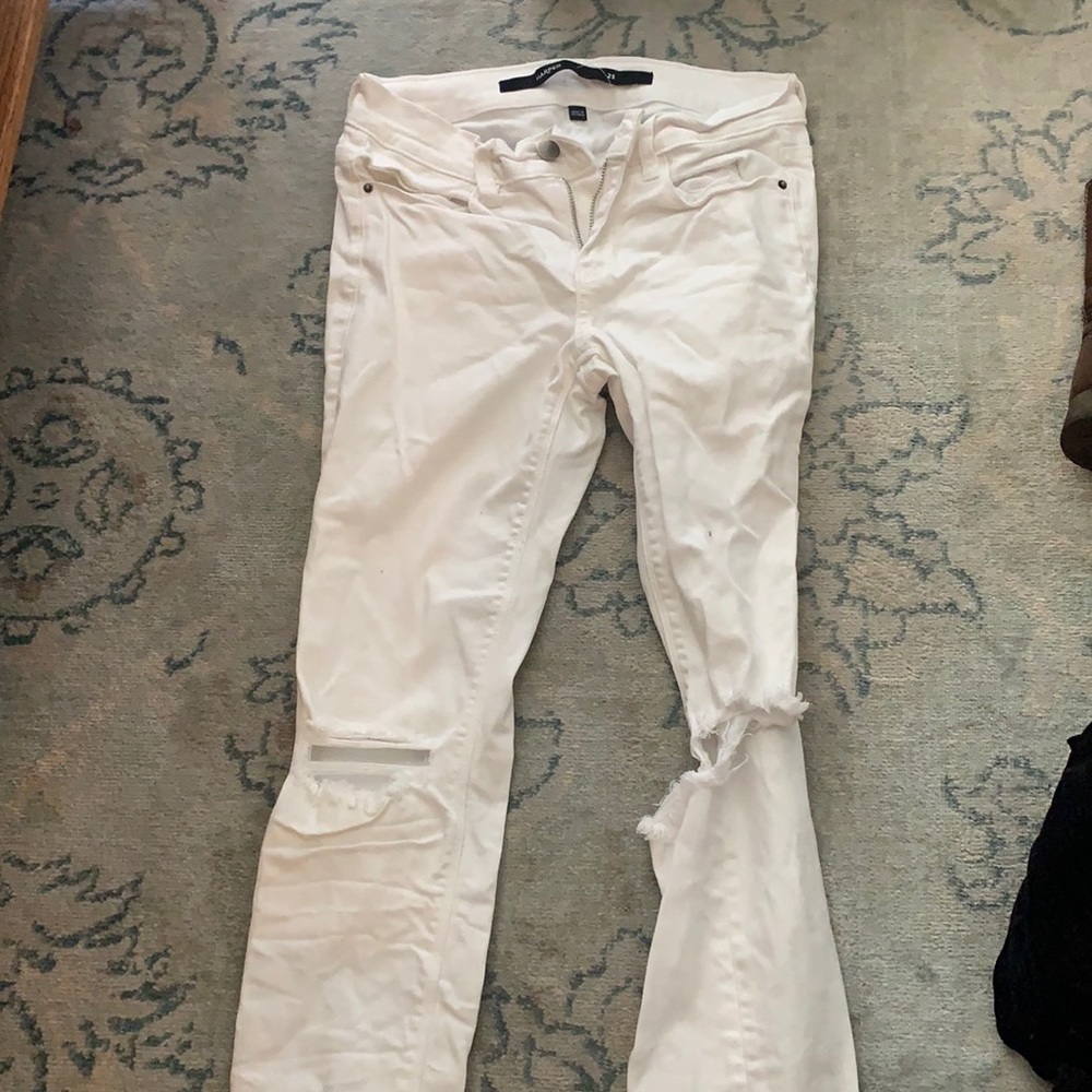 White ripped jeans